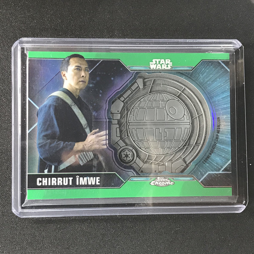 2021 Topps Chrome Star Wars Legacy Chirrut Imwe Ship Medallion Green 30/50