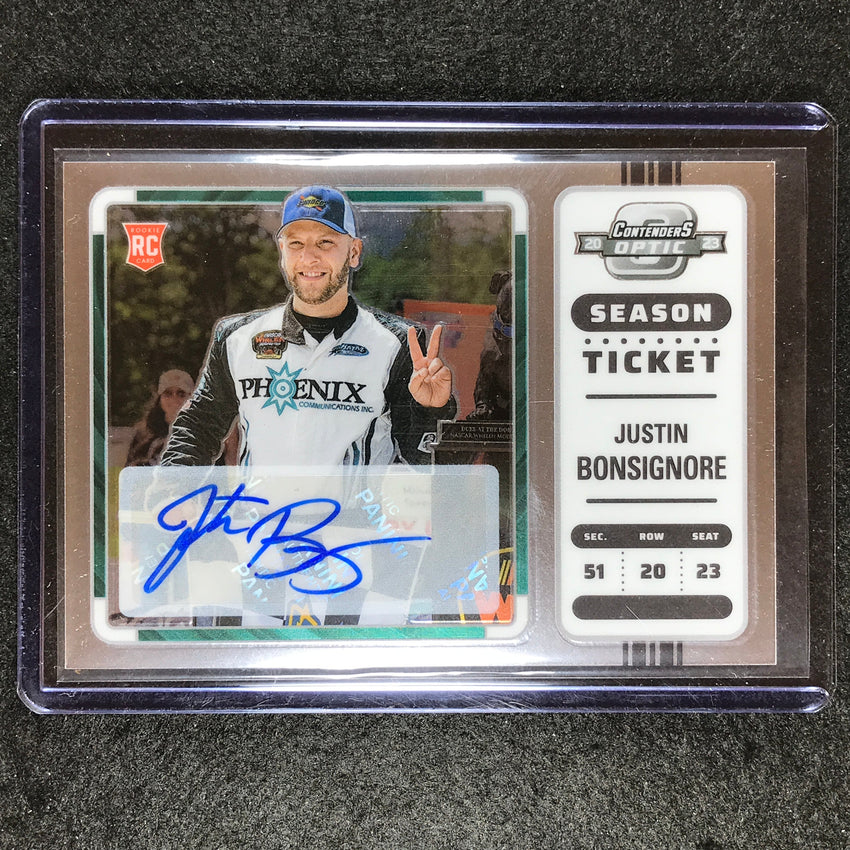 2023 Chronicles Racing Justin Bonsignore Contenders Optic Ticket Rookie Auto No 11