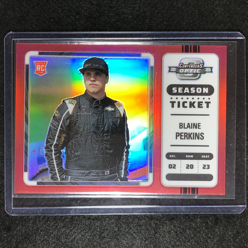 2023 Chronicles Racing Blaine Perkins Contenders Optic Rookie Ticket Red 16/99
