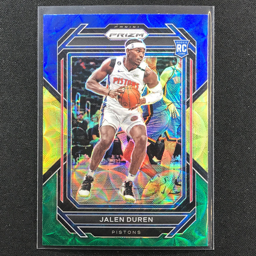 2022-23 Prizm Jalen Duren Choice Rookie Blue Yellow Green Scope No 239