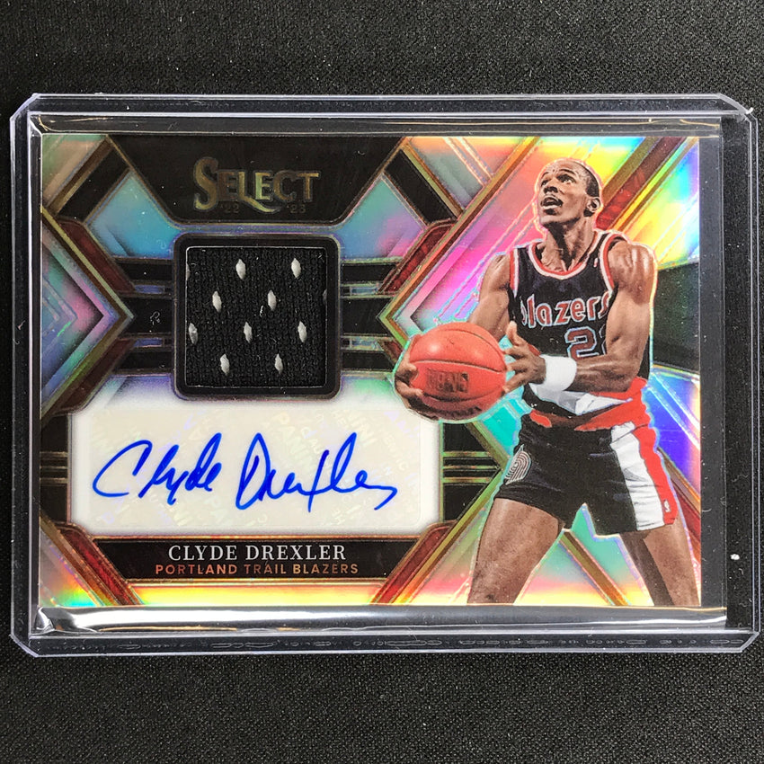 2022-23 Select Clyde Drexler Autographed Memorabilia Jersey Auto Silver 16/99