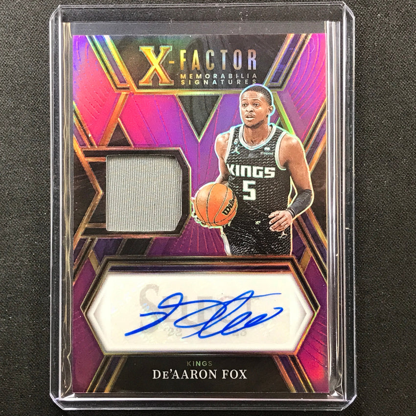 2022-23 Select Deaaron Fox X-factor Memorabilia Jersey Auto Purple 71/75