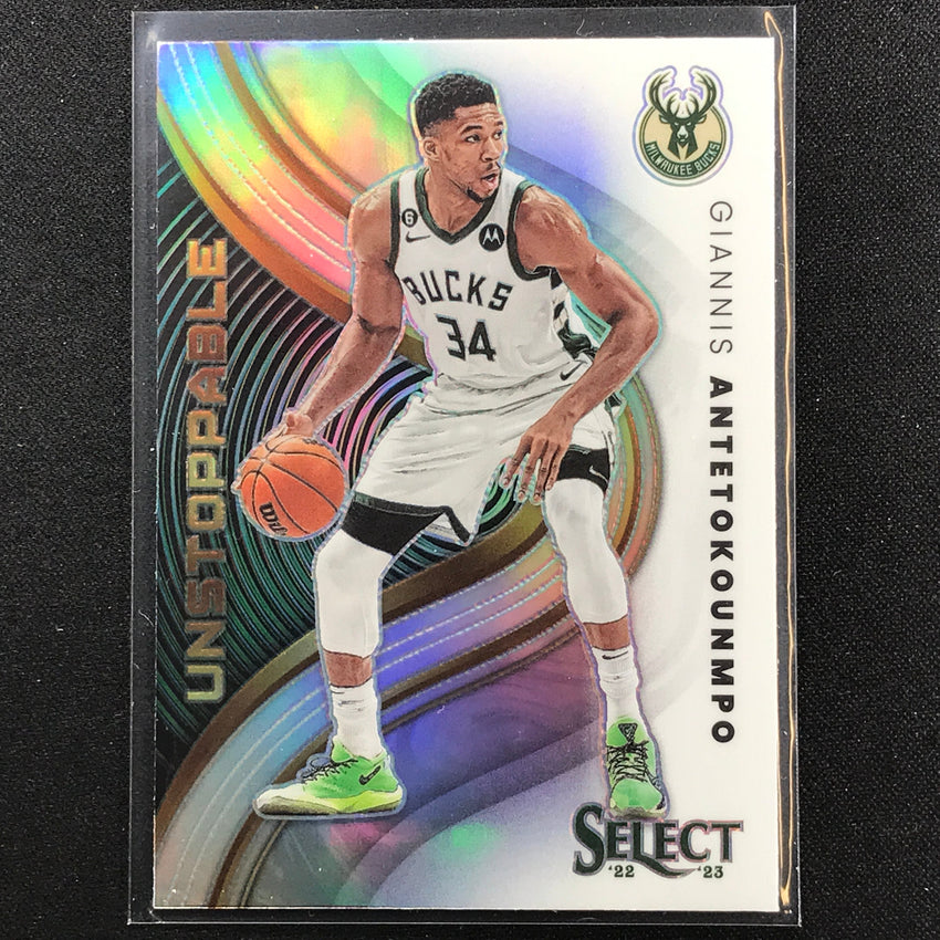 2022-23 Select Giannis Antetokounmpo Unstoppable Silver Prizm Sp No 6
