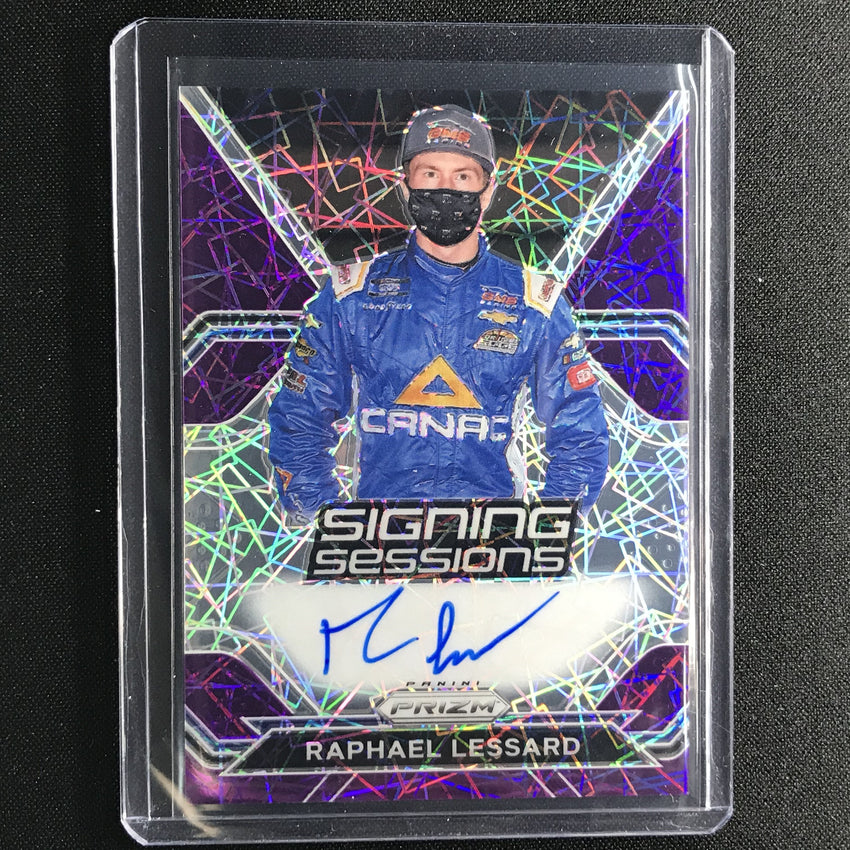 2021 Prizm Racing Raphael Lessard Signing Sessions Auto Purple Velocity 49/99