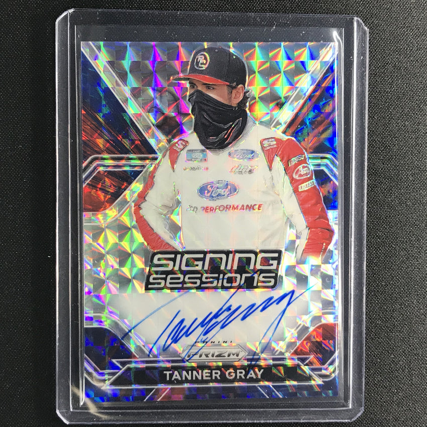 2021 Prizm Racing Tanner Gray Signing Sessions Auto Blue Reactive 12/50