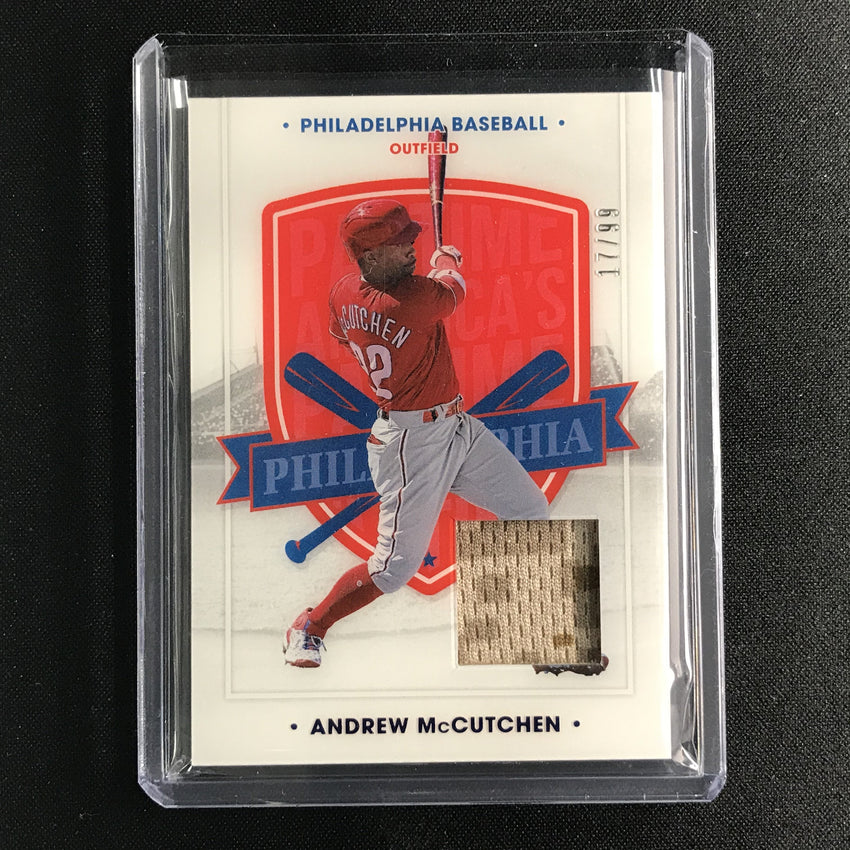 2021 Chronicles Andrew Mccutchen Americas Pastime Swatches Relic Blue 17/99