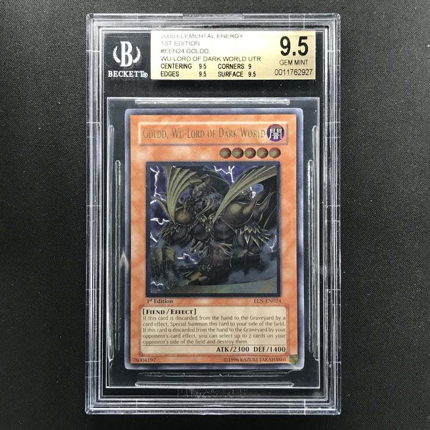 BGS 9.5 GEM MINT Goldd, Wu-Lord of Dark World - EEN-EN024 - Ultimate Rare 1st Edition-Cherry Collectables