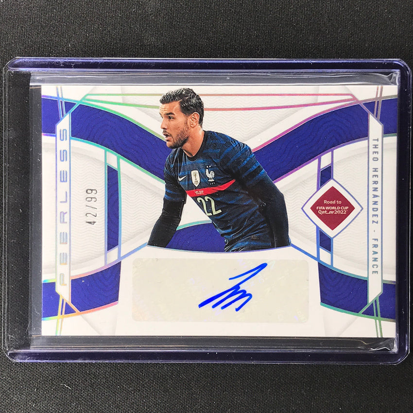 2022 National Treasures World Cup Qatar Theo Hernandez Peerless Auto 42/99