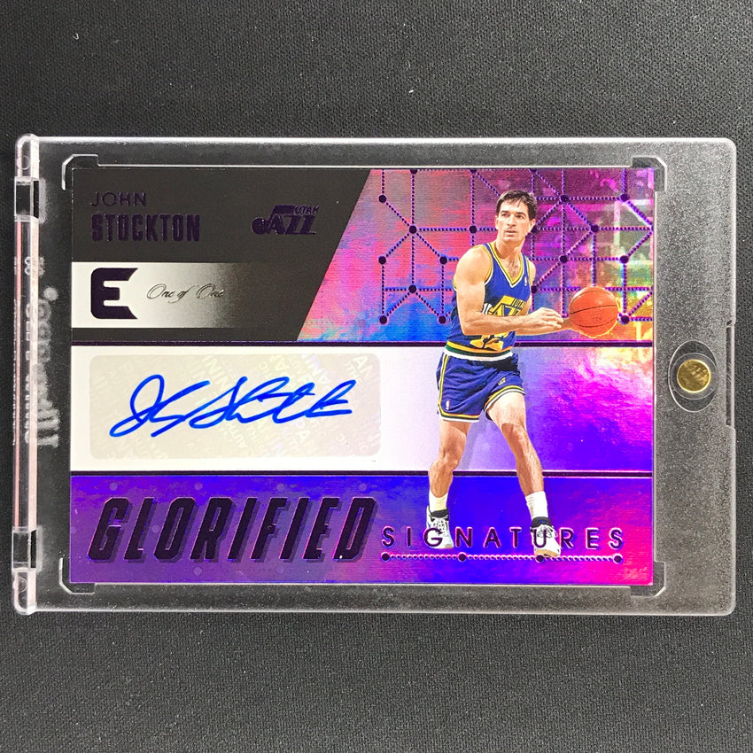 2017-18 Essentials John Stockton Glorified Signatures Auto Purple 1/1