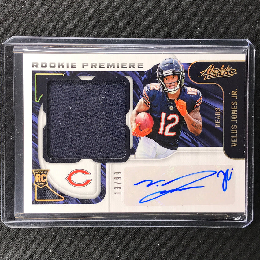 2022 Absolute Velus Jones Jr. Rookie Premiere Jumbo Materials Jersey Auto 13/99