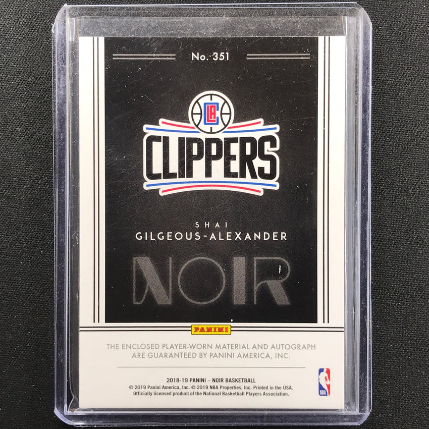 2018-19 Noir Shai Gilgeous-alexander Rookie Patch Auto Color 2/99