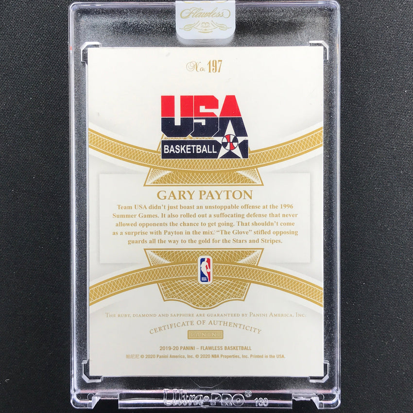 2019-20 Flawless Gary Payton Team Usa Basketball Gems Platinum 1/1