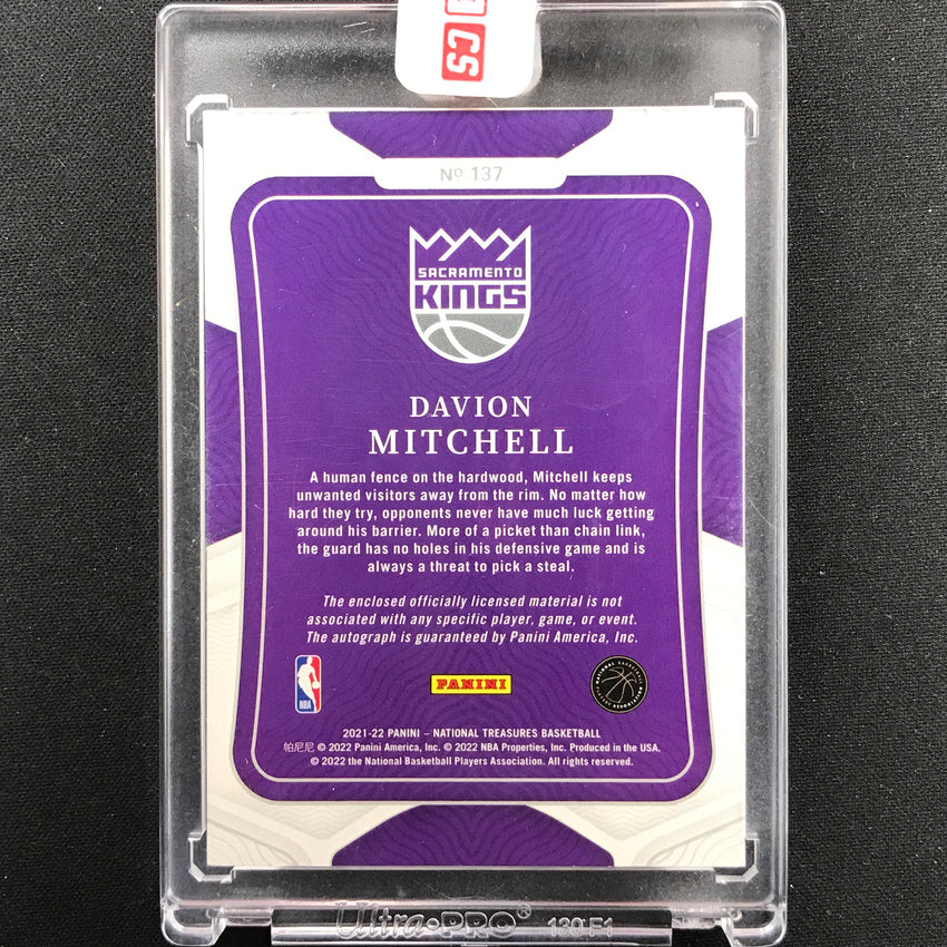 2021 National Treasures Davion Mitchell Rookie Patch Auto 75th Anniversary 8/75