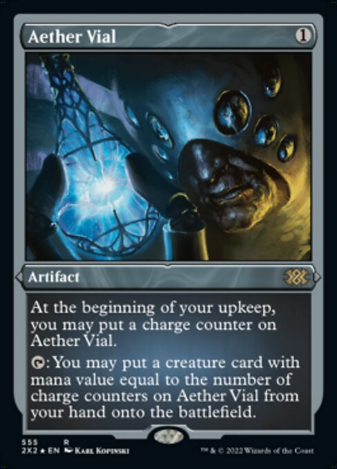 ETCHED FOIL Aether Vial 555# - Rare Double Masters 2022