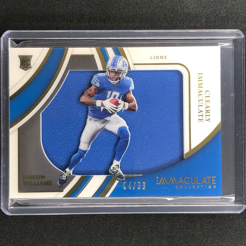 2022 Immaculate Jameson Williams Clearly Immaculate Rookie Jersey Patch 94/99