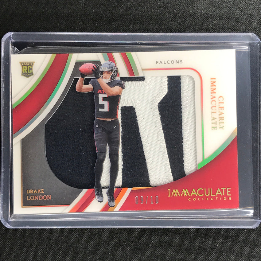 2022 Immaculate Drake London Clearly Immaculate Rookie Jersey Patch Gold 9/10