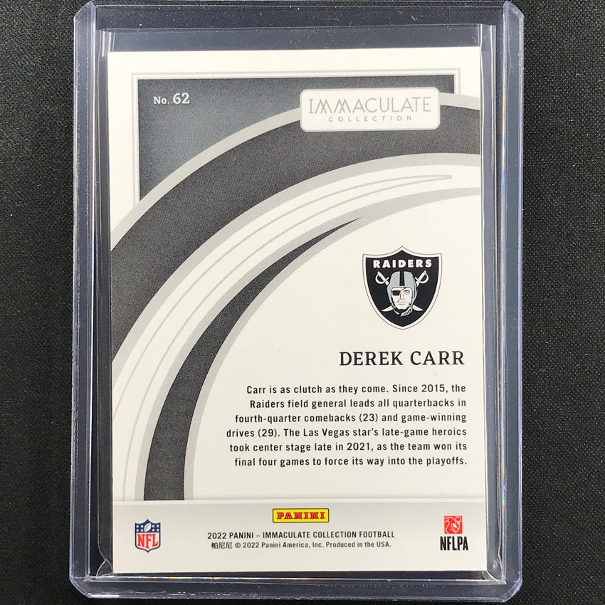 2022 Immaculate Derek Carr Base Platinum 1/1