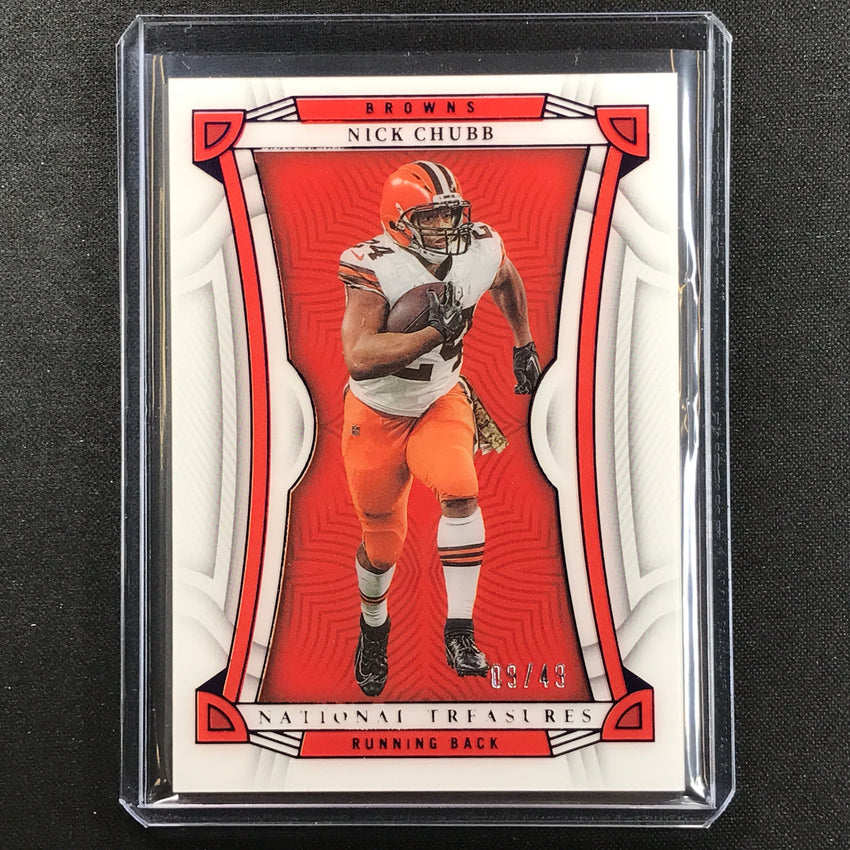2022 National Treasures Nick Chubb Acetate Base Purple 9/49