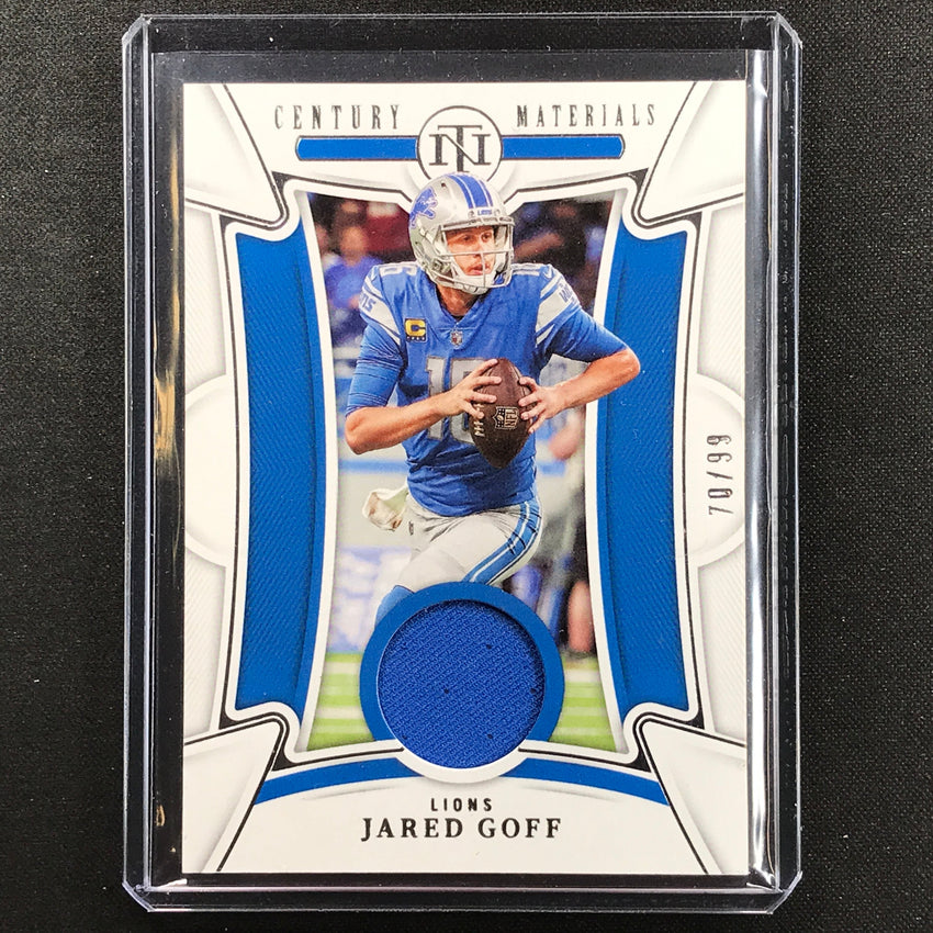 2022 National Treasures Jared Goff Century Materials Relic Silver 70/99