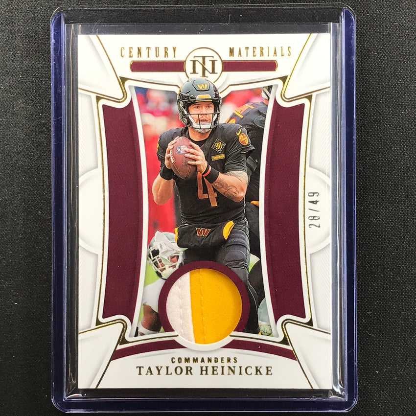 2022 National Treasures Taylor Heinicke Century Materials Relic Patch Gold 28/49