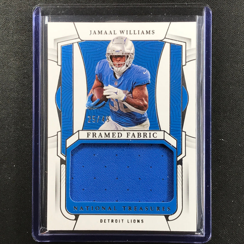 2022 National Treasures Jamaal Williams Framed Fabric Relic Silver 25/49