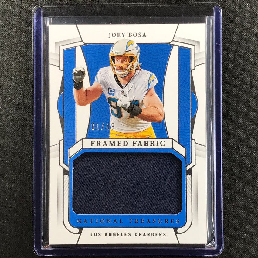 2022 National Treasures Joey Bosa Framed Fabric Relic Silver 1/49