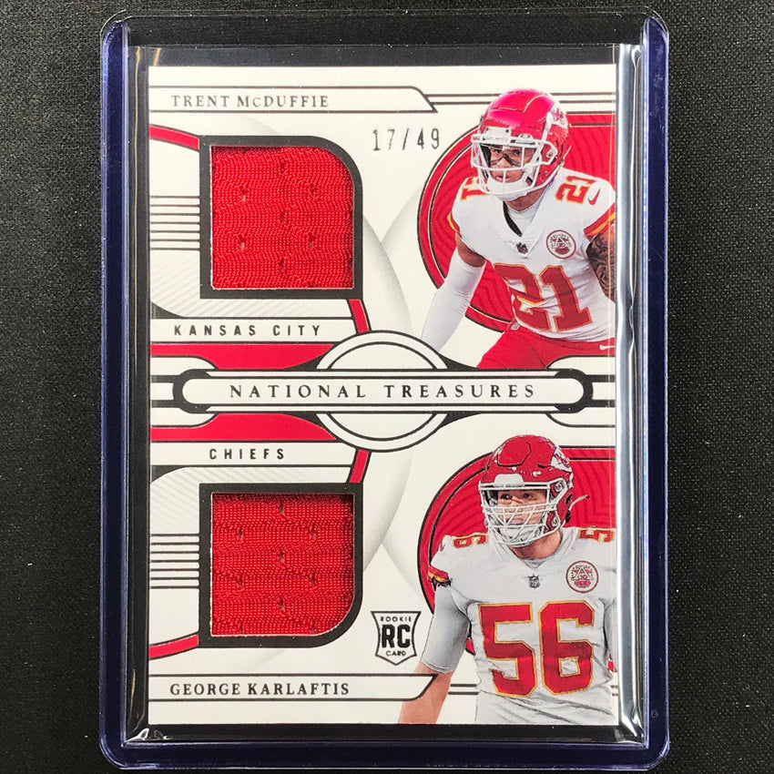 2022 National Treasures Mcduffie Karlaftis Gear Combo Rookie Dual Relic 17/49