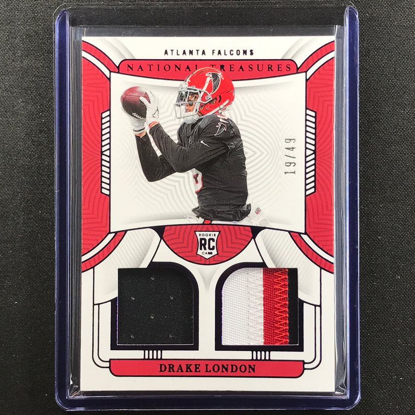 2022 National Treasures Drake London Rookie Dual Materials Relic Patch 19/49