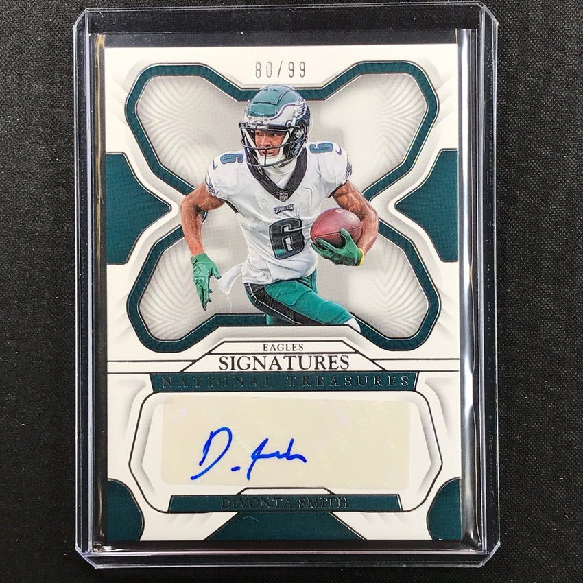 2022 National Treasures Devonta Smith Signatures Auto Silver 80/99