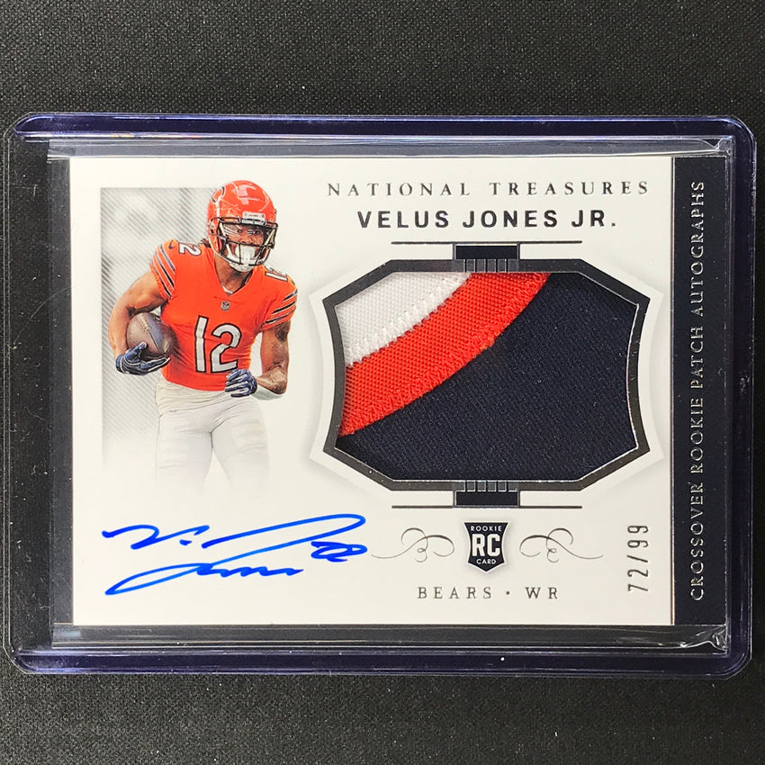 2022 National Treasures Velus Jones Jr. Crossover Rookie Patch Auto Silver 72/99