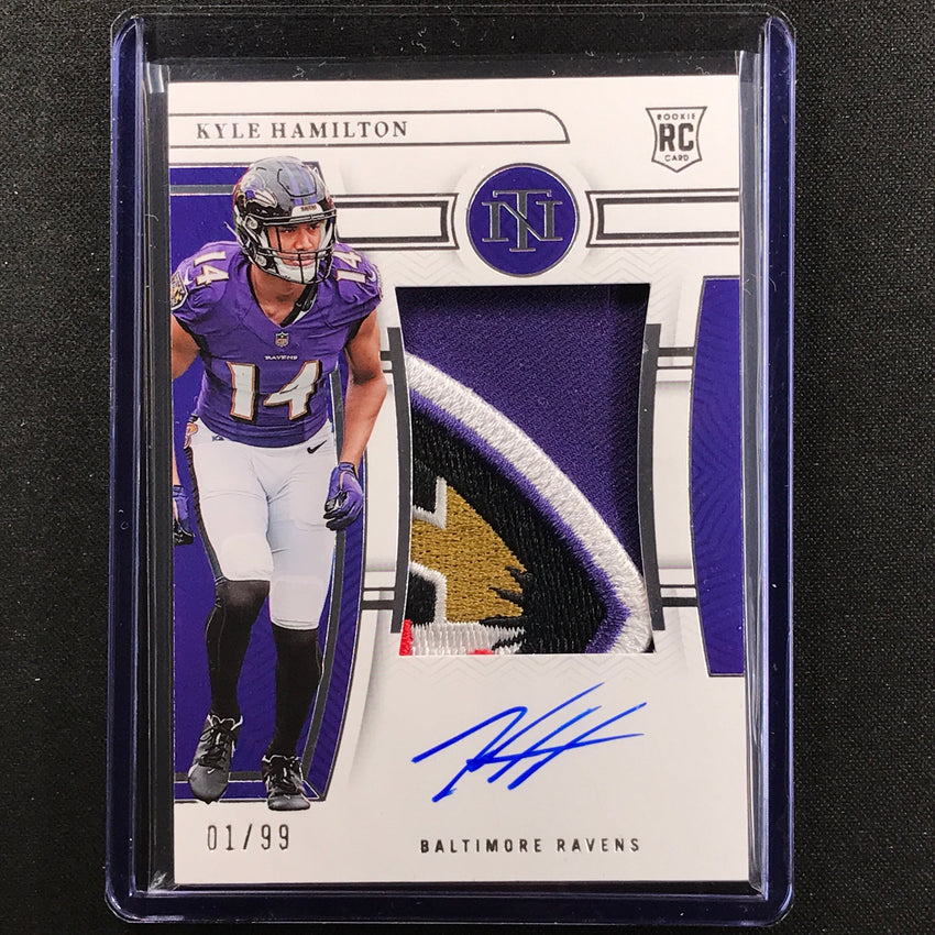 2022 National Treasures Kyle Hamilton Rookie Patch Auto Silver 1/99