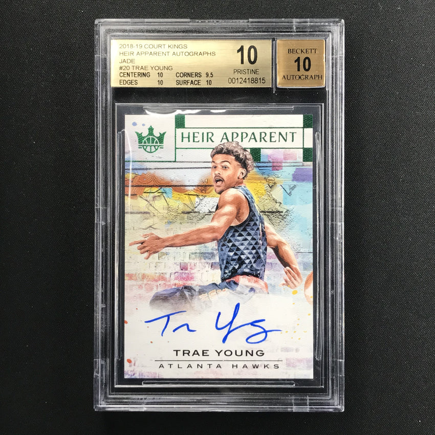 2018-19 Court Kings TRAE YOUNG Heir Apparent Jade Rookie Auto BGS 10/10-Cherry Collectables