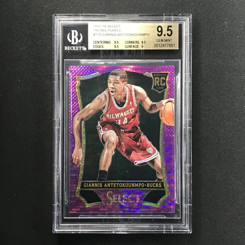 2013-14 Select GIANNIS ANTETOKOUNMPO Purple Prizm Rookie 78/99 BGS 9.5-Cherry Collectables