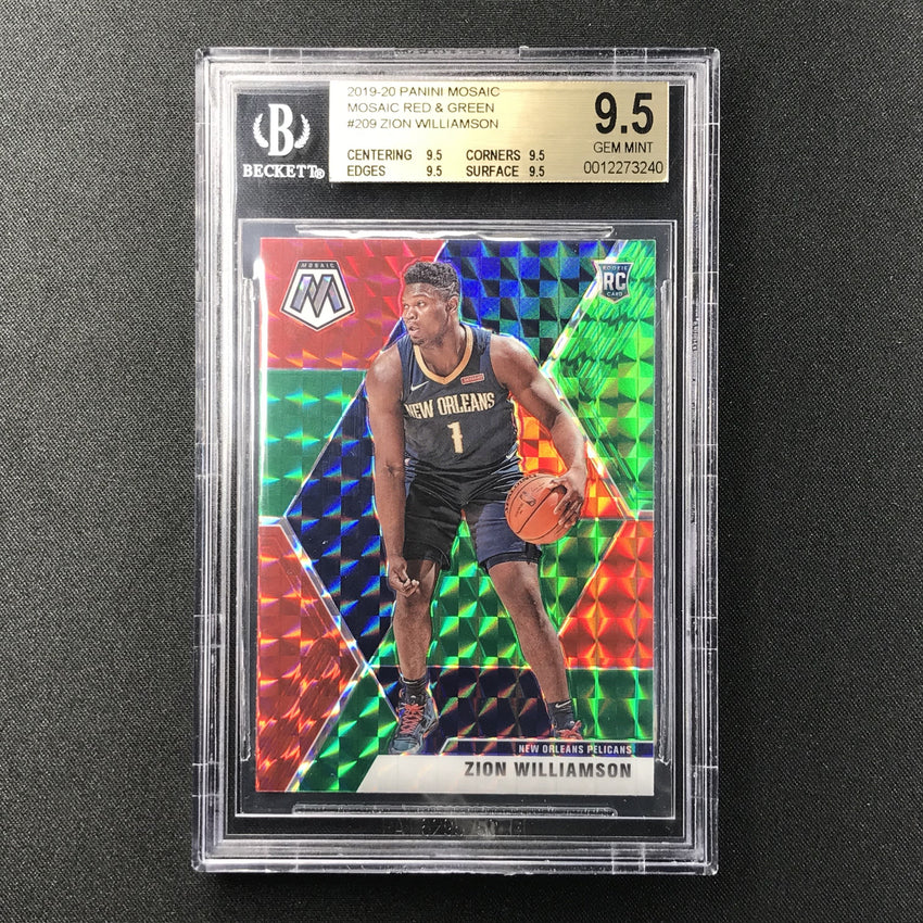 2019-20 Mosaic ZION WILLIAMSON Red Green Prizm Rookie BGS 9.5 TRUE GEM-Cherry Collectables