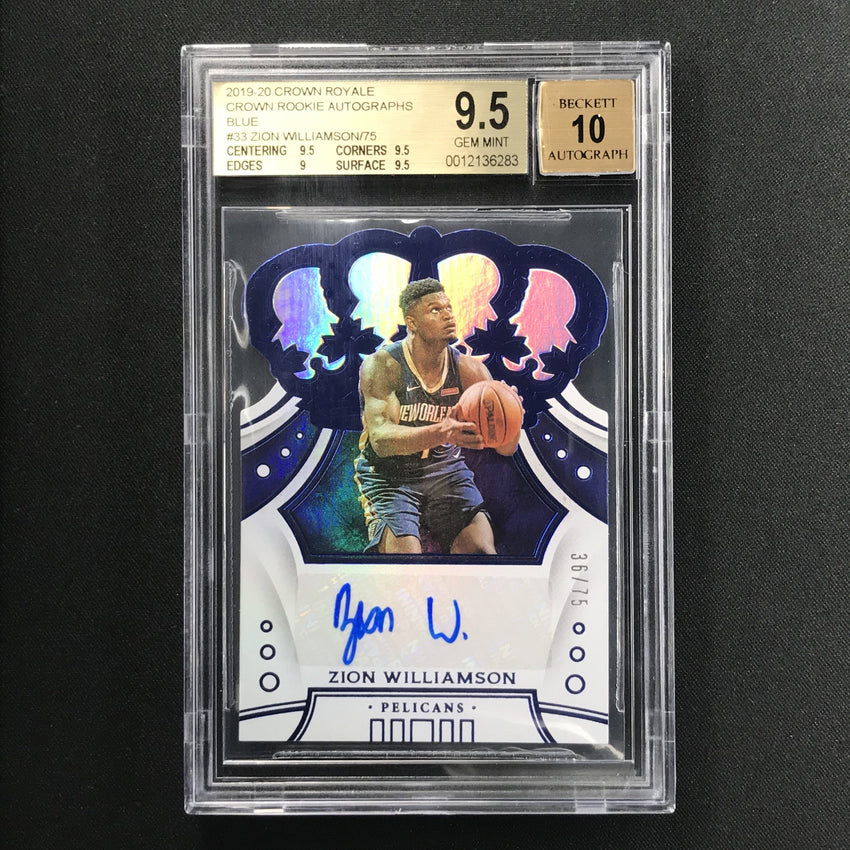 2019-20 Crown Royale ZION WILLIAMSON Die Cut Auto 36/75 BGS 9.5/10-Cherry Collectables