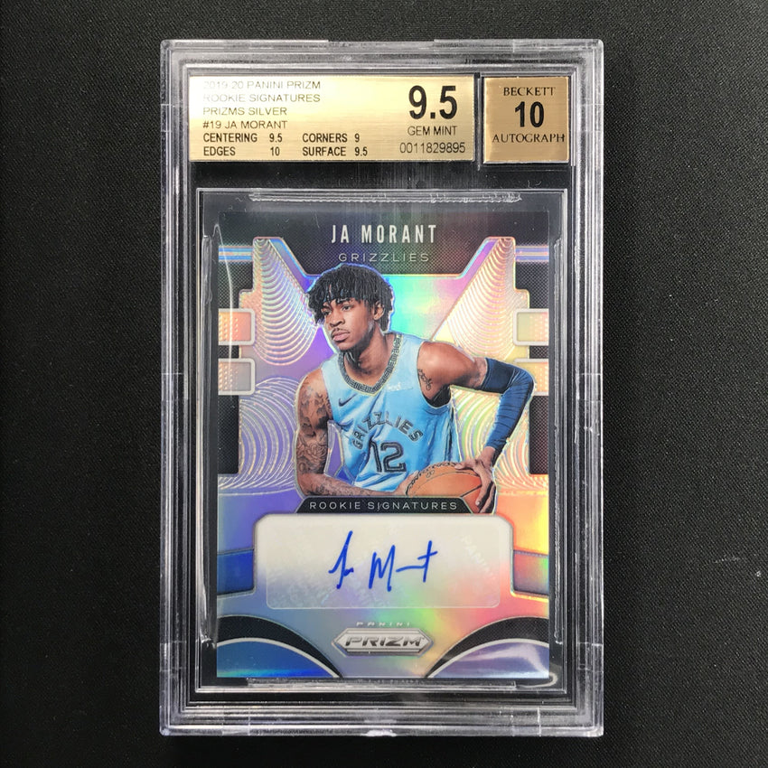 2019-20 Prizm JA MORANT Rookie Signatures Silver Prizm Auto BGS 9.5/10-Cherry Collectables