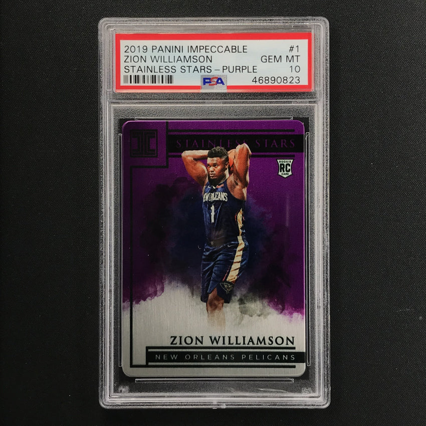 2019-20 Impeccable ZION WILLIAMSON Stainless Stars Purple Rookie 16/49 PSA 10-Cherry Collectables