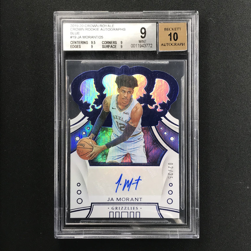 2019-20 Prizm JA MORANT Blue Die Cut Rookie Auto 2/25 BGS 9/10-Cherry Collectables