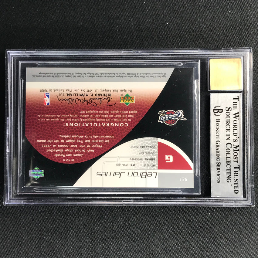 2003-04 SP Game Used LEBRON JAMES Rookie Exclusives Auto 24/100 BGS 8.5/10-Cherry Collectables