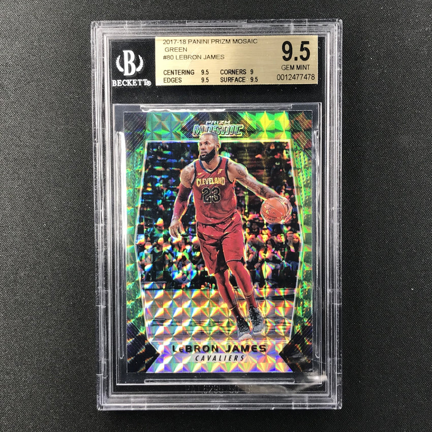 2017 18 Prizm Mosaic LEBRON JAMES Green Prizm BGS 9.5 478