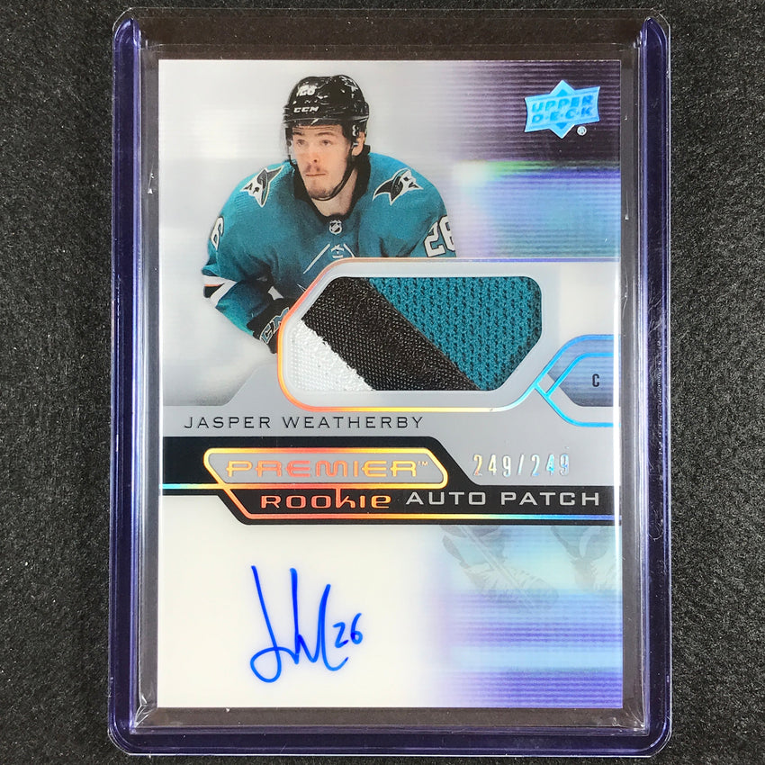 2021-22 Premier Nhl Jasper Weatherby Acetate Rookie Patch Auto Silver 249/249