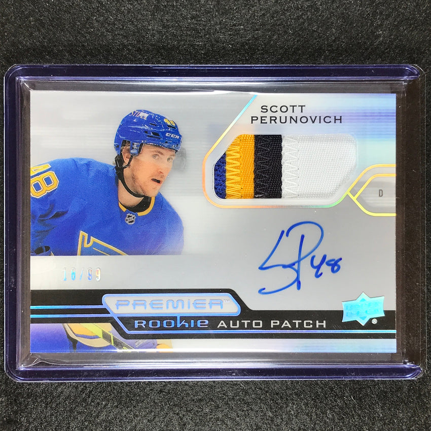 2021-22 Premier Nhl Scott Perunovich Horizontal Acetate Rookie Patch Auto 18/99