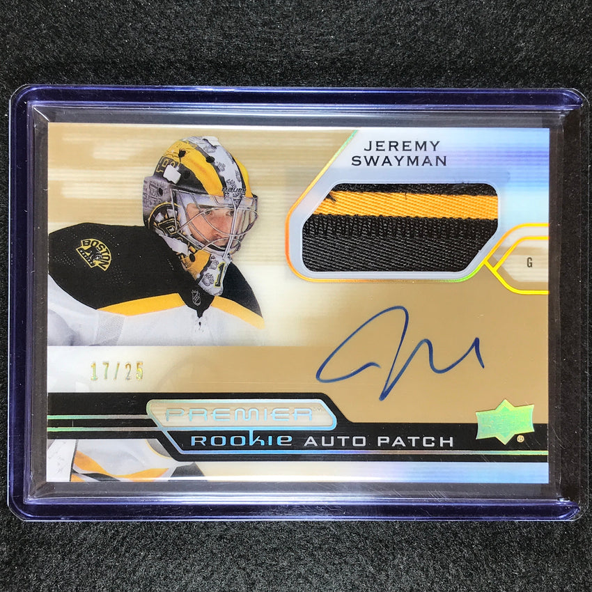 2021-22 Premier Nhl Jeremy Swayman Horizontal Acetate Rookie Patch Auto 17/25