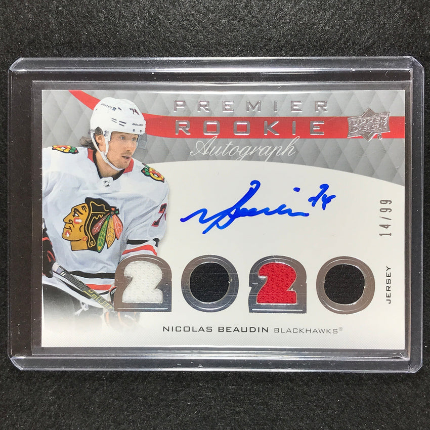 2021-22 Premier Nhl Nicolas Beaudin 2020-21 Update Rookie Jersey Auto 14/99