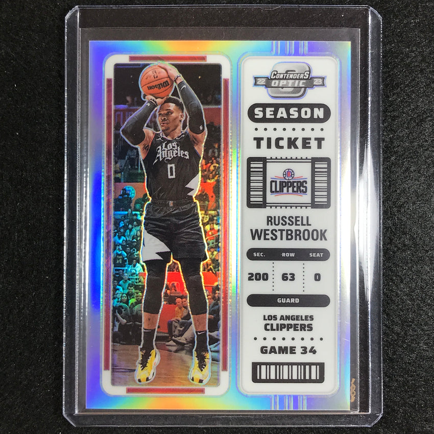 2022-23 Contenders Optic Russell Westbrook Season Ticket Silver Prizm No 92