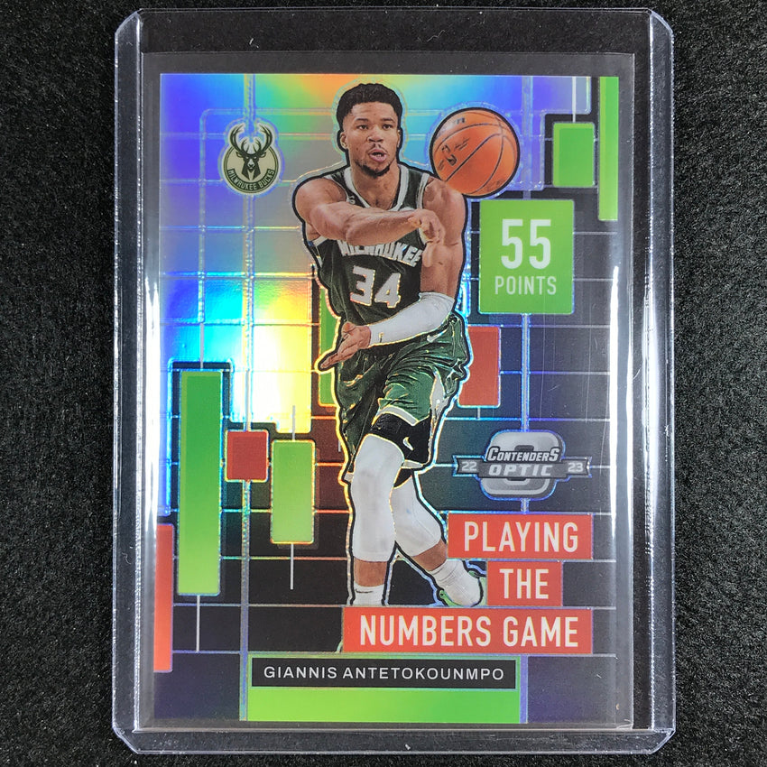 2022-23 Contenders Optic Giannis Antetokounmpo Playing Numbers Game Silver No 7