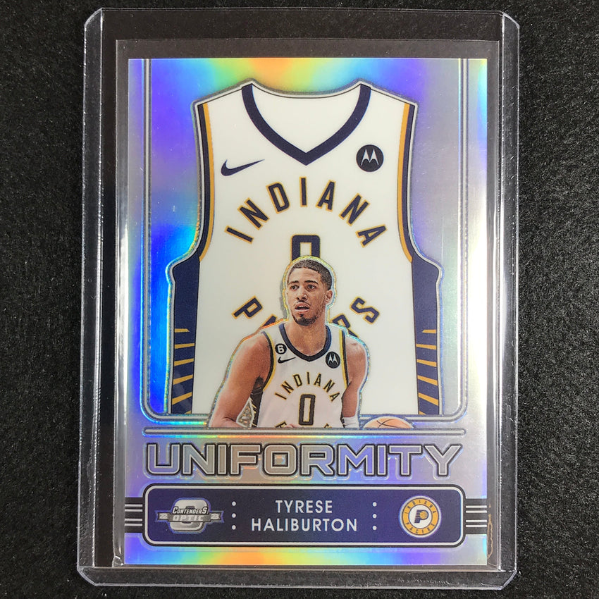 2022-23 Contenders Optic Tyrese Haliburton Uniformity Silver Prizm No 9