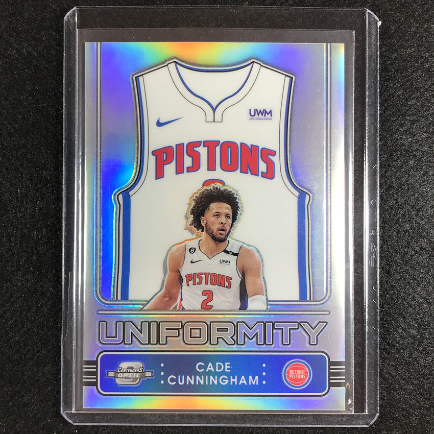 2022-23 Contenders Optic Cade Cunningham Uniformity Silver Prizm No 11