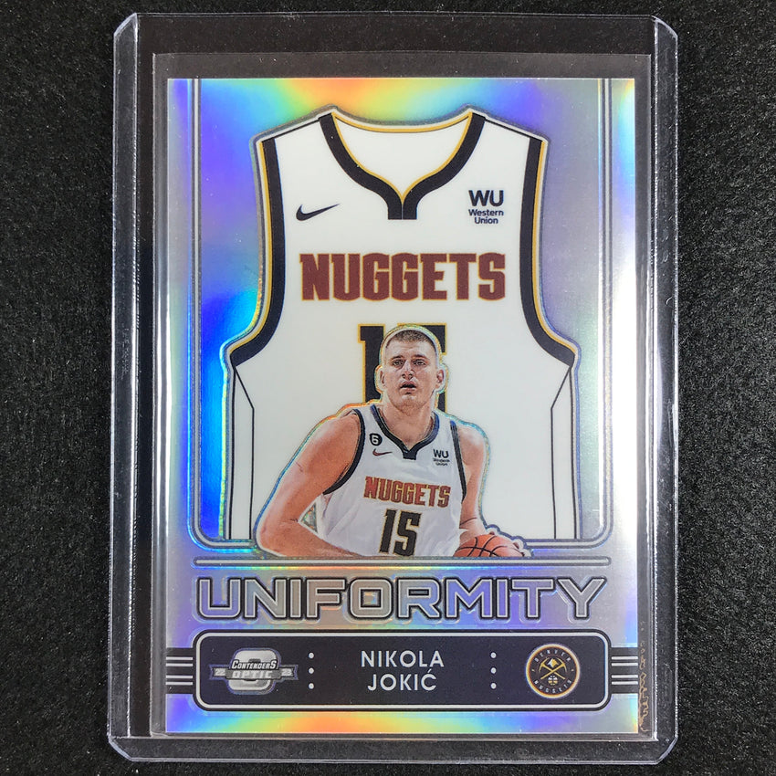 2022-23 Contenders Optic Nikola Jokic Uniformity Silver Prizm No 15