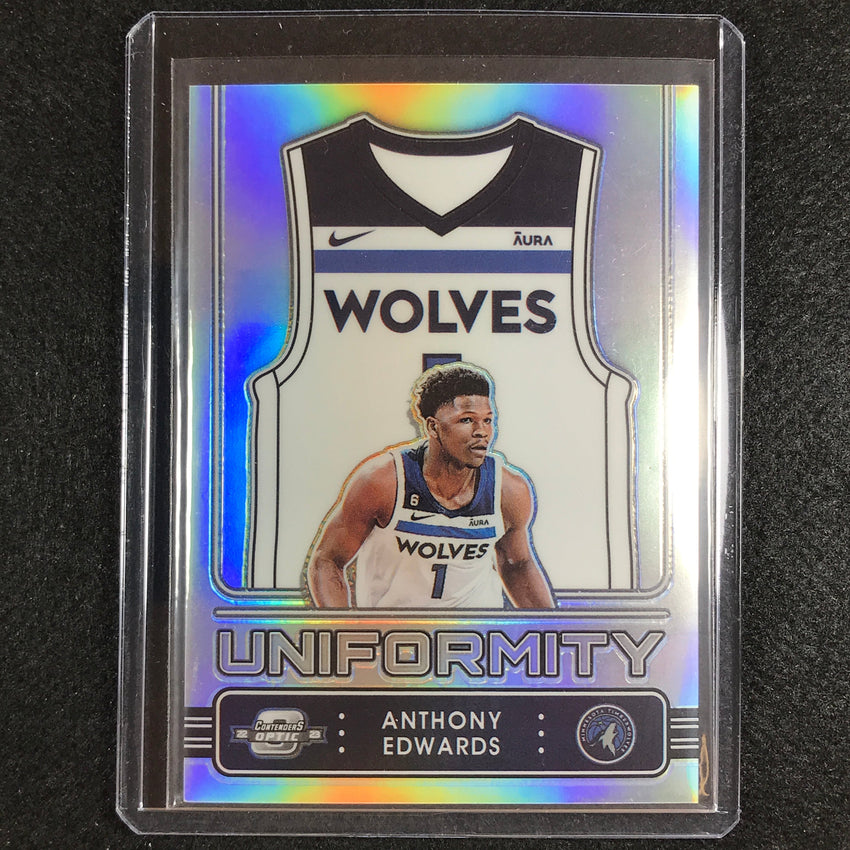 2022-23 Contenders Optic Anthony Edwards Uniformity Silver Prizm No 18